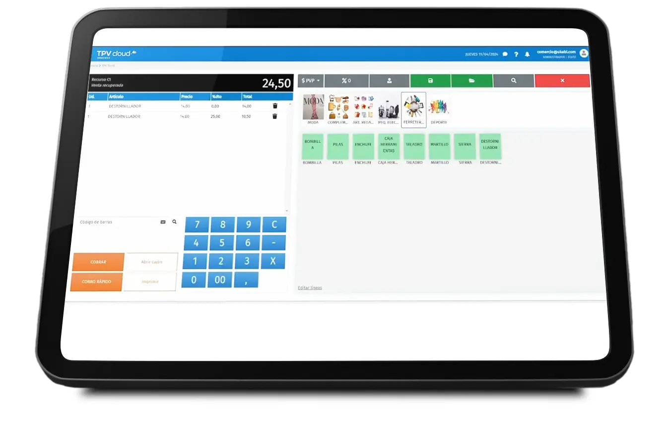 TPV Cloud con gestión completa de ventas y caja